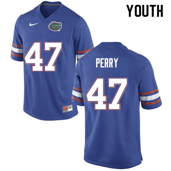 Youth NCAA Florida Gators Austin Perry #47 Stitched Authentic Nike Blue College Football Jersey OAY8365XI